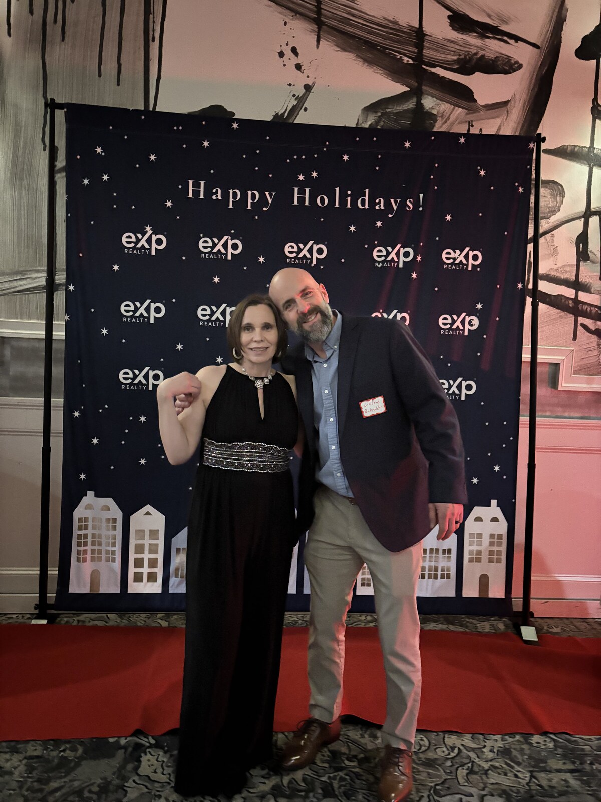 Sandra Burkholder with her husband Linford at a holiday event