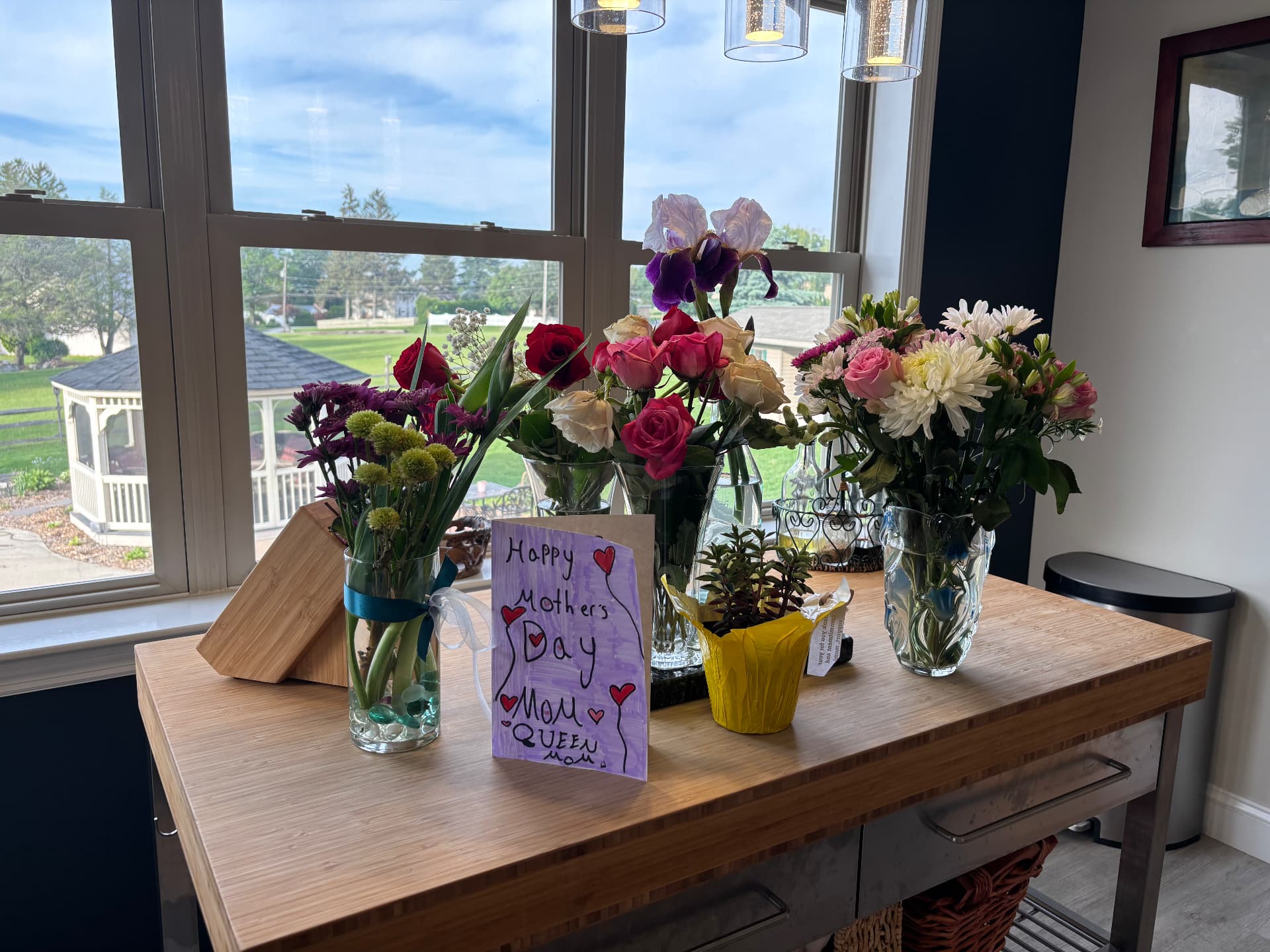 Mother's Day flowers on the kitchen table